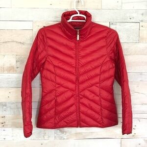 Ellen Tracy Red Down Feather Jacket Coat Medium
